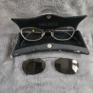 Vtg KOH SAKAI By Bada Eyeglasses KS8114 Handmade In Japan w/ Shade Lens And Box